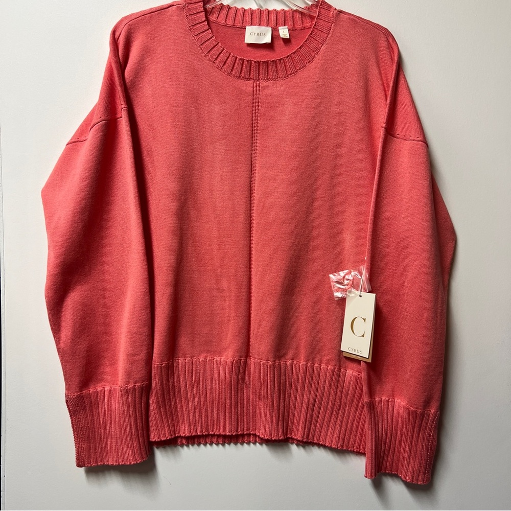Cyrus Women's Coral Crew Neck Sweater